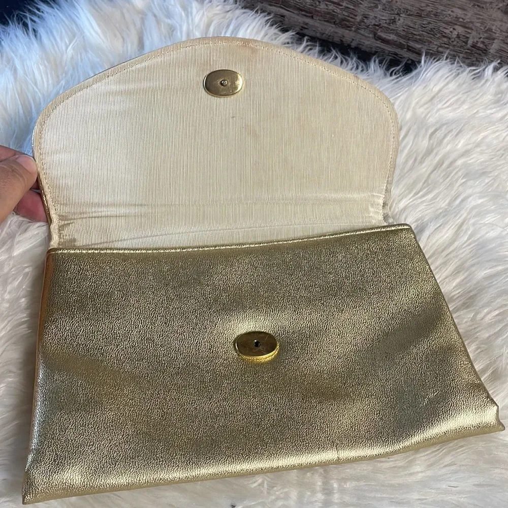 Avon’s 1980’s Metallic Polished Gold Evening Bag Clutch
